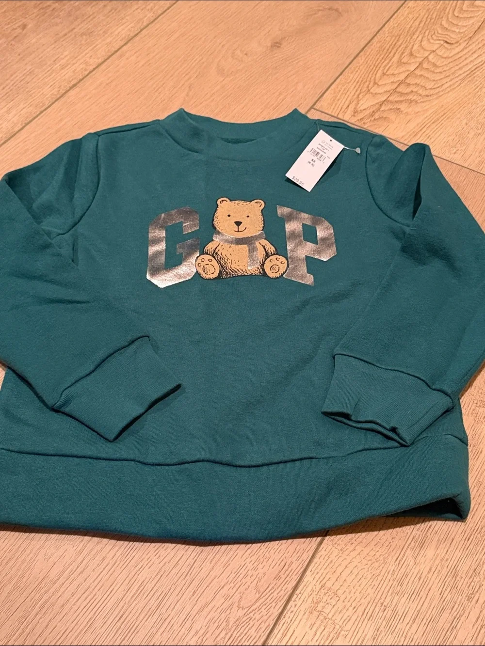 GAP Teal Sweatshirt with Bear Graphic